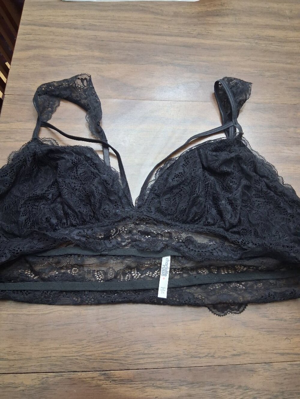 Charlotte Russe strappy lace black bralette 2x euc